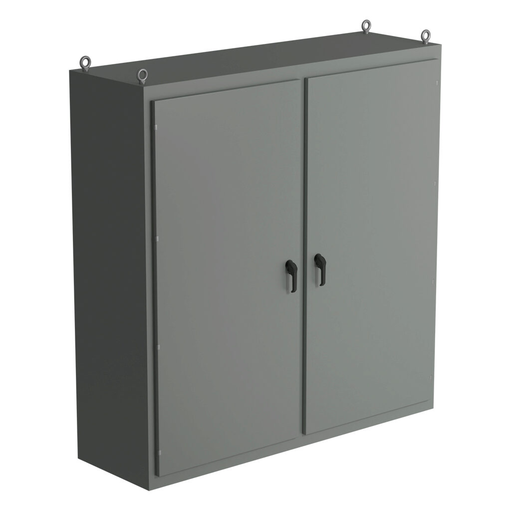 SCE-N80L7824 - Saginaw NextGen series left enclosure bay, NEMA 3R/4/12/13, 80 x 78 x 24in (HxWxD), freestanding, carbon steel, ANSI 61 gray, polyester powder coat finish, 2-door, 3-point padlocking combo handle.