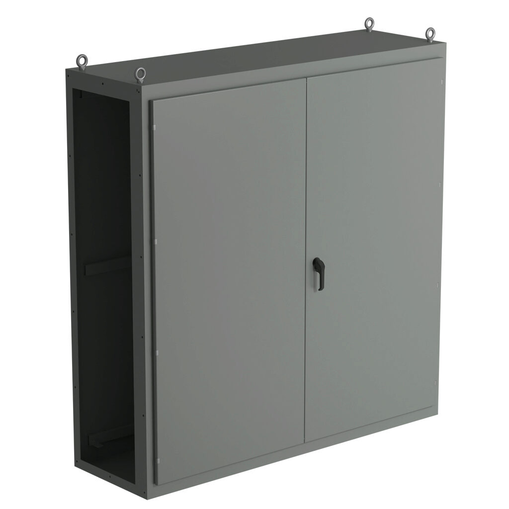 SCE-N80RU7824 - Saginaw NextGen series right enclosure bay, NEMA 3R/12/13, 80 x 78 x 24in (HxWxD), freestanding, carbon steel, ANSI 61 gray, polyester powder coat finish, overlapping double-door, 3-point padlocking combo handle.
