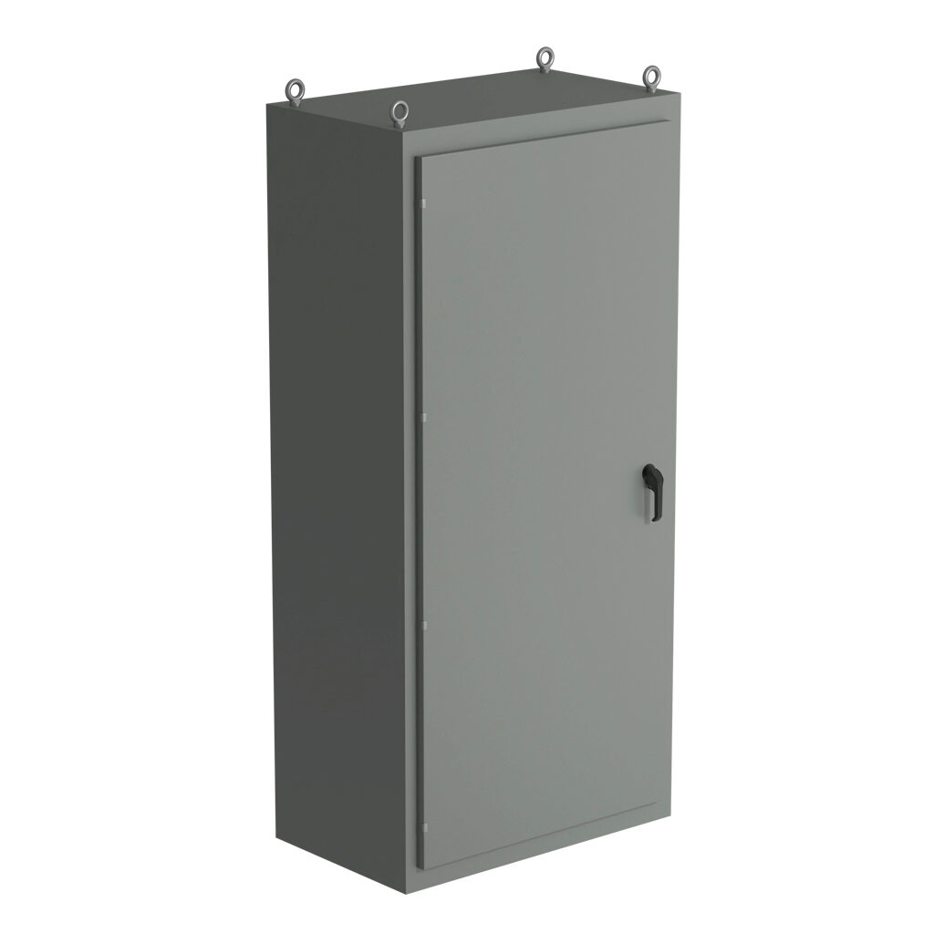 SCE-N86L4024 - Saginaw NextGen series left enclosure bay, NEMA 3R/4/12/13, 86 x 40 x 24in (HxWxD), freestanding, carbon steel, ANSI 61 gray, polyester powder coat finish, single-door, 3-point padlocking combo handle.