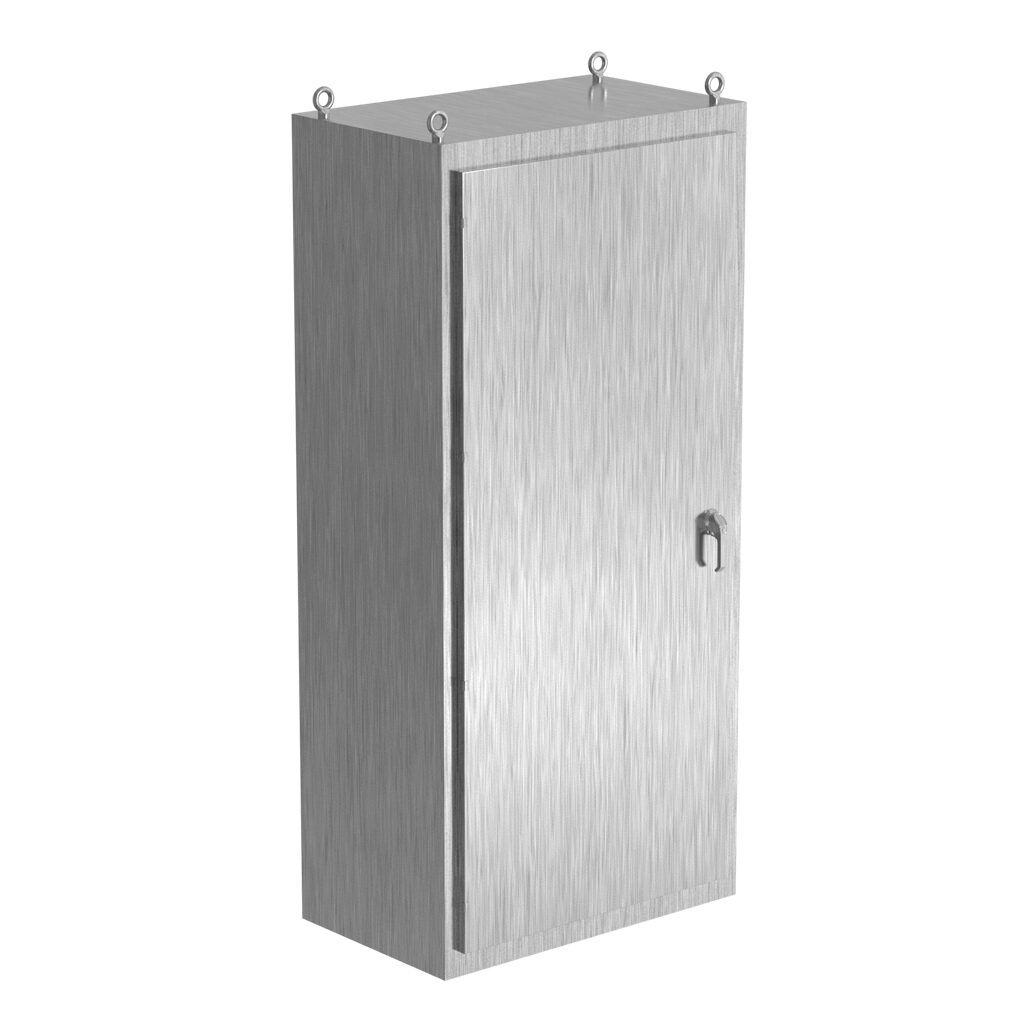 SCE-N86L4024SS - Saginaw NextGen series left enclosure bay, NEMA 3R/4/4X/12/13, 86 x 40 x 24in (HxWxD), freestanding, 304 stainless steel, #4 brush finish, single-door, 3-point padlocking combo handle.
