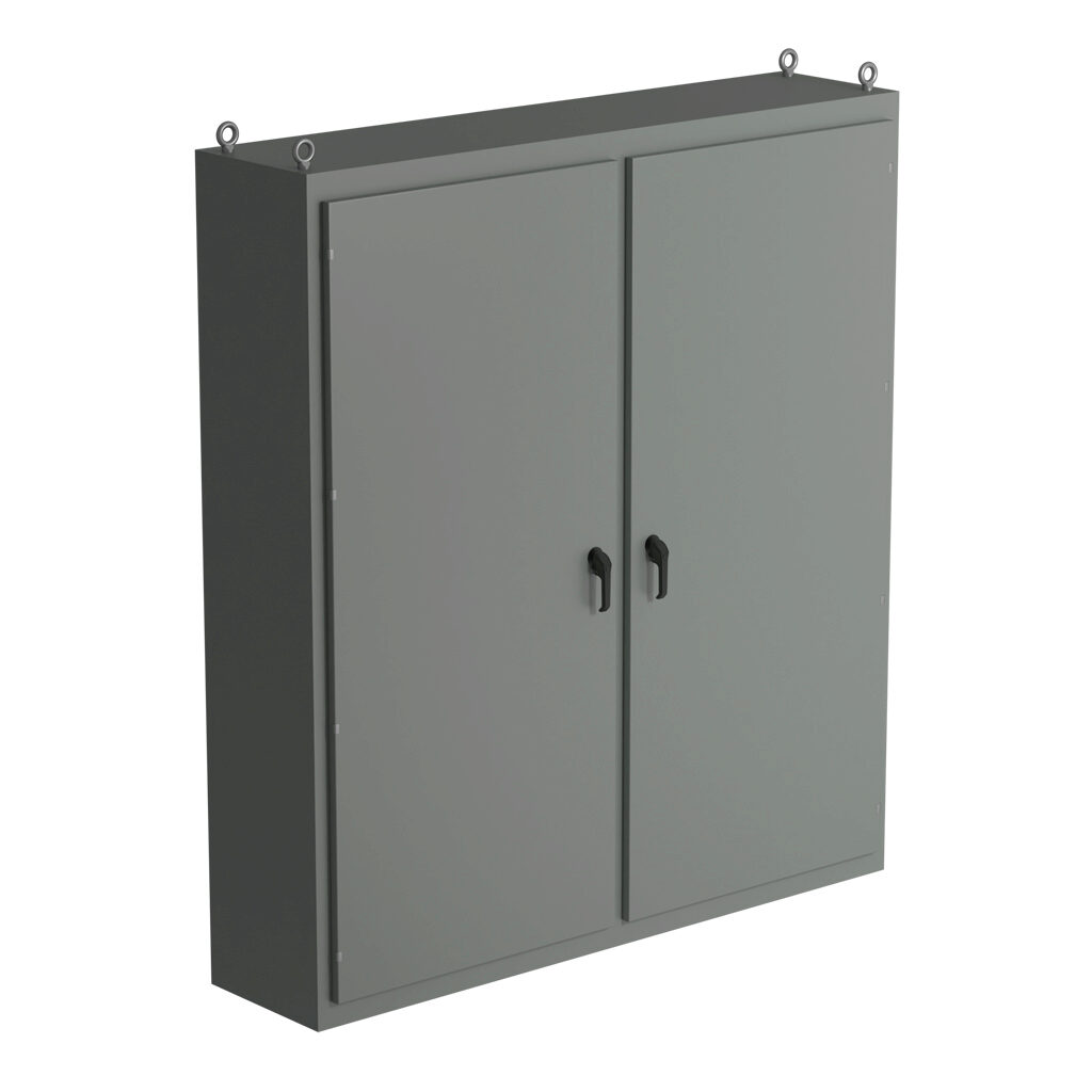 SCE-N86L7818 - Saginaw NextGen series left enclosure bay, NEMA 3R/4/12/13, 86 x 78 x 18in (HxWxD), freestanding, carbon steel, ANSI 61 gray, polyester powder coat finish, 2-door, 3-point padlocking combo handle.