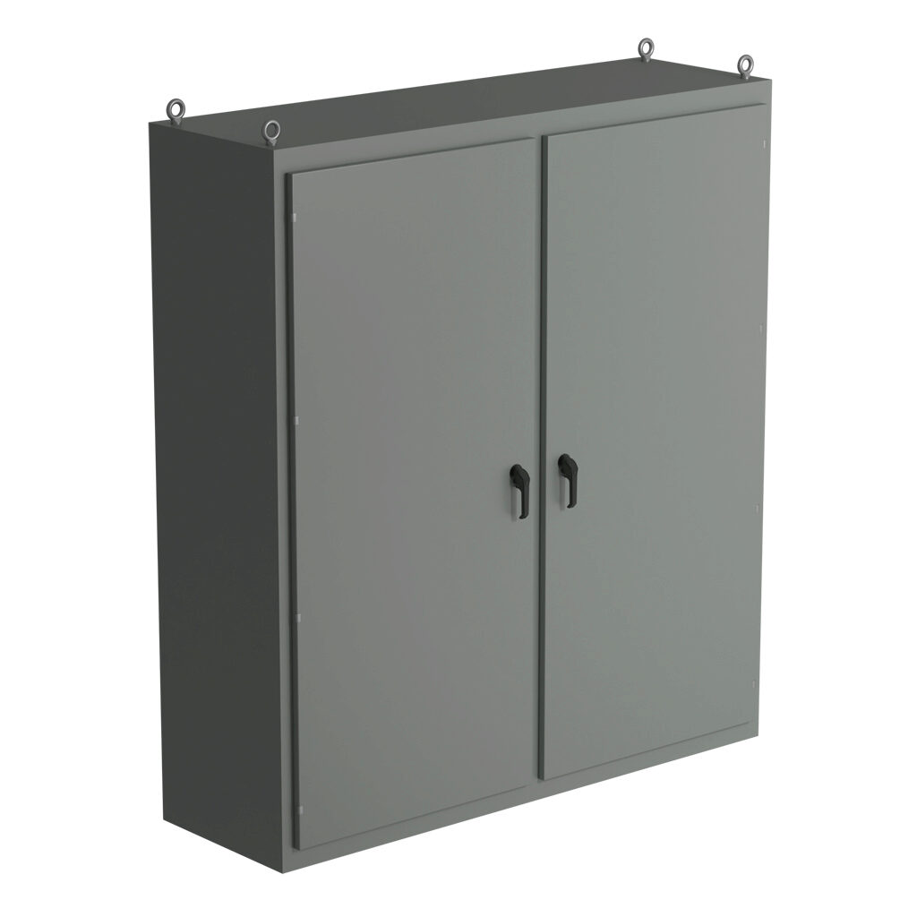SCE-N86L7824 - Saginaw NextGen series left enclosure bay, NEMA 3R/4/12/13, 86 x 78 x 24in (HxWxD), freestanding, carbon steel, ANSI 61 gray, polyester powder coat finish, 2-door, 3-point padlocking combo handle.
