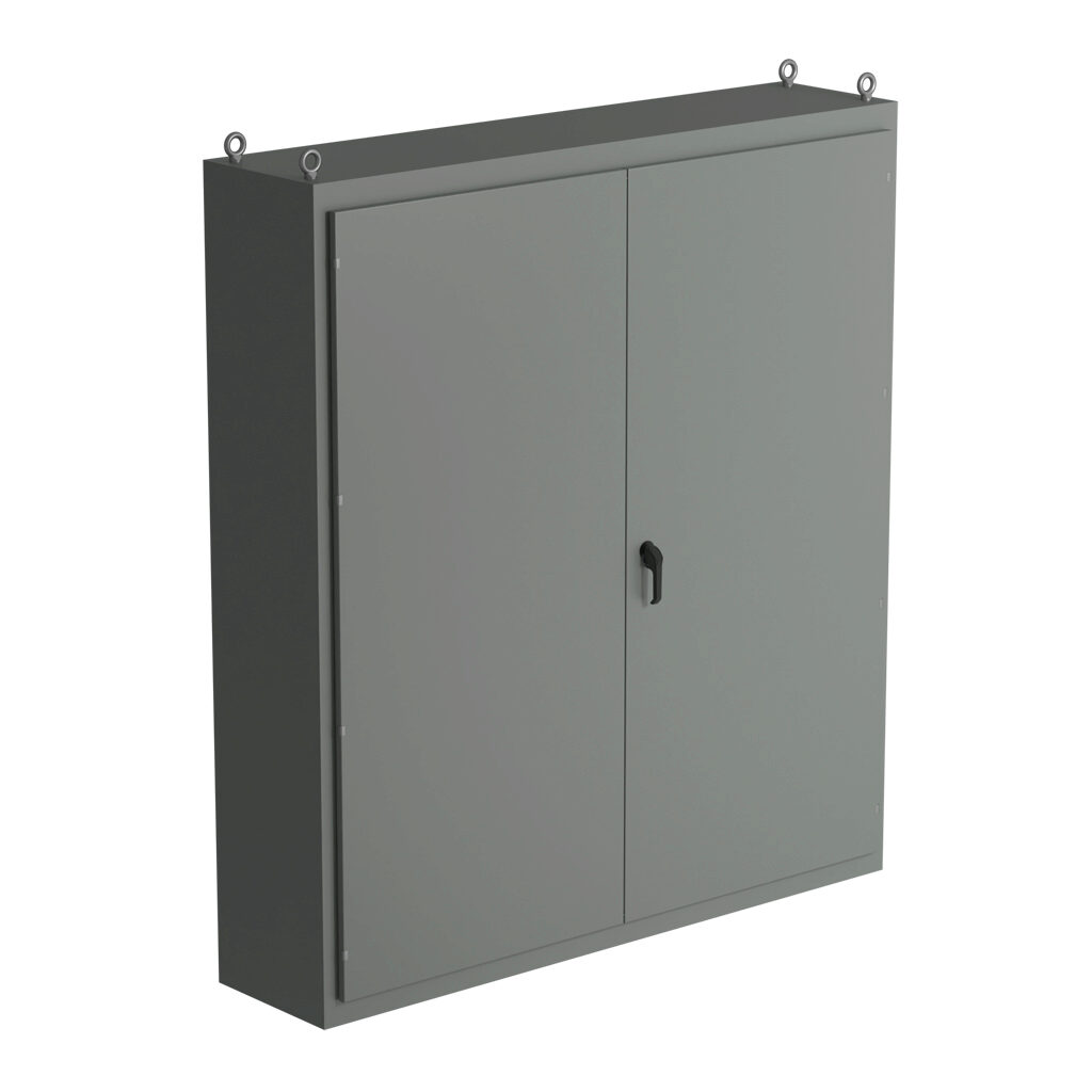 SCE-N86LU7818 - Saginaw NextGen series left enclosure bay, NEMA 3R/12/13, 86 x 78 x 18in (HxWxD), freestanding, carbon steel, ANSI 61 gray, polyester powder coat finish, overlapping double-door, 3-point padlocking combo handle.