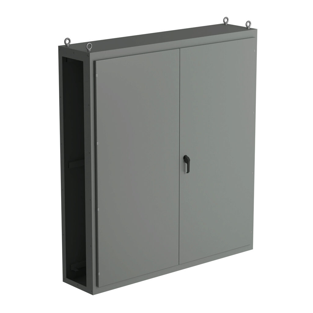 SCE-N86RU7818 - Saginaw NextGen series right enclosure bay, NEMA 3R/12/13, 86 x 78 x 18in (HxWxD), freestanding, carbon steel, ANSI 61 gray, polyester powder coat finish, overlapping double-door, 3-point padlocking combo handle.