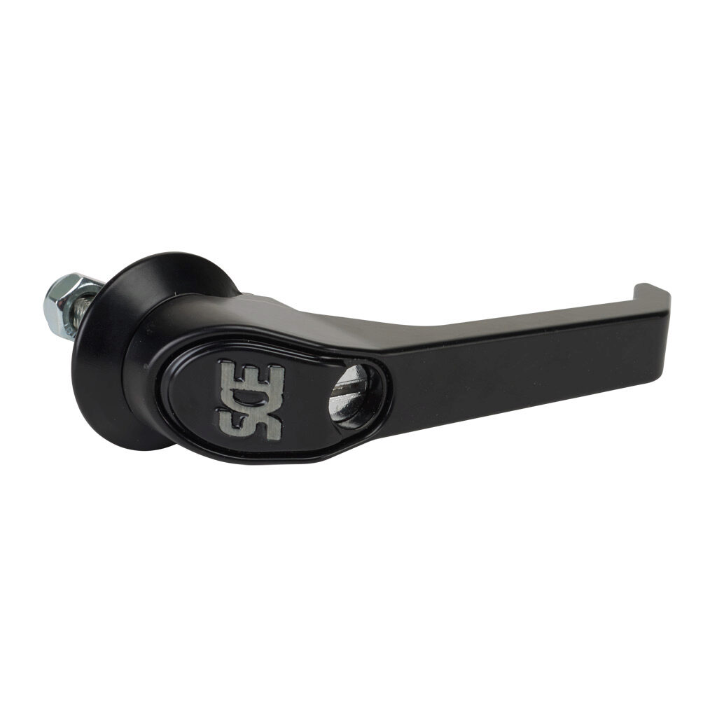 SCE-PCH5 - Saginaw latch handle, replacement, 5in, padlocking, 1/4-turn coin-proof, die-cast zinc, black matte finish. For use with Saginaw enclosures with 3-point door hardware. Requires SCE-ARK36 door rod kit or SCE-3PTSMC cam.