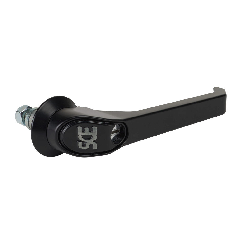 SCE-PCH7 - Saginaw latch handle, replacement, 7in, coinproof/padlocking, 1/4-turn, die-cast zinc, black matte finish. For use with Saginaw enclosures with 3-point door hardware. Requires SCE-ARK36 door rod kit or SCE-102237 cam.