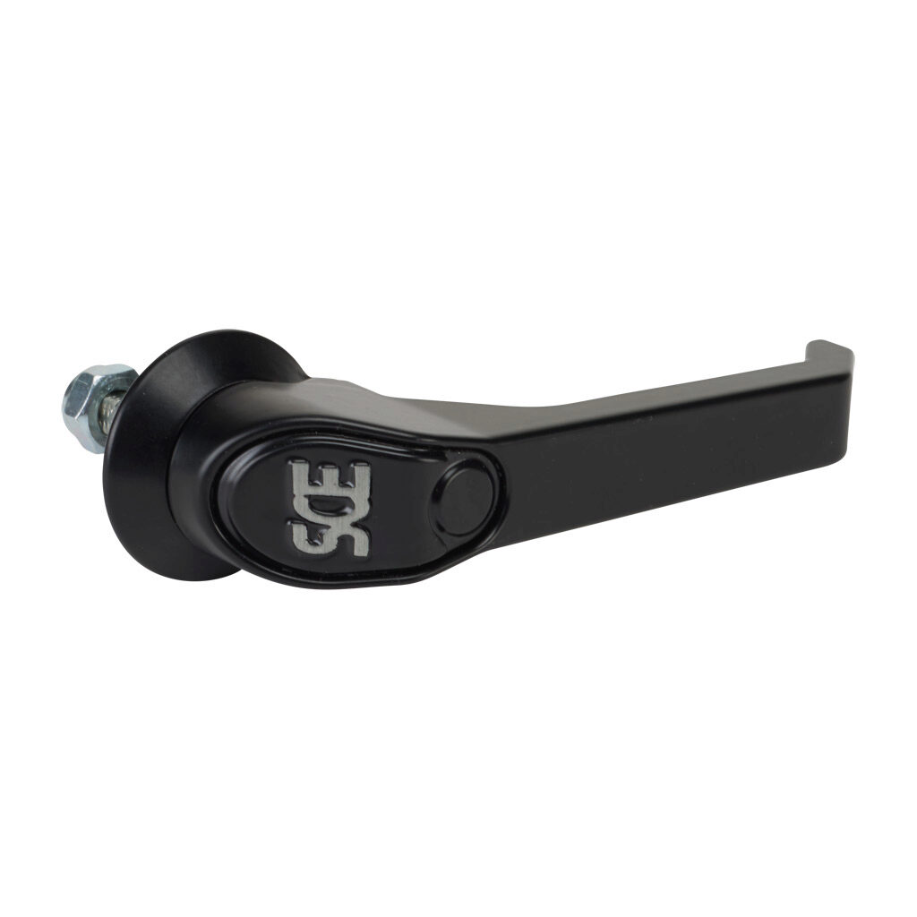 SCE-PH5 - Saginaw latch handle, replacement, 5in, padlocking, 1/4-turn, die-cast zinc, black matte finish. For use with Saginaw enclosures with 3-point door hardware. Requires SCE-ARK36 door rod kit or SCE-3PTSMC cam.