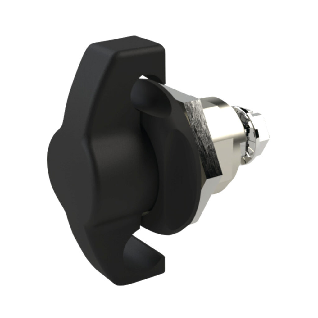 SCE-PLWKB - Saginaw enclosure latch, replacement, padlocking, 1/4-turn wing knob, 1-point, die-cast zinc, black matte finish. For use with Enviroline series enclosures. (1) SCE-102804 cam included.