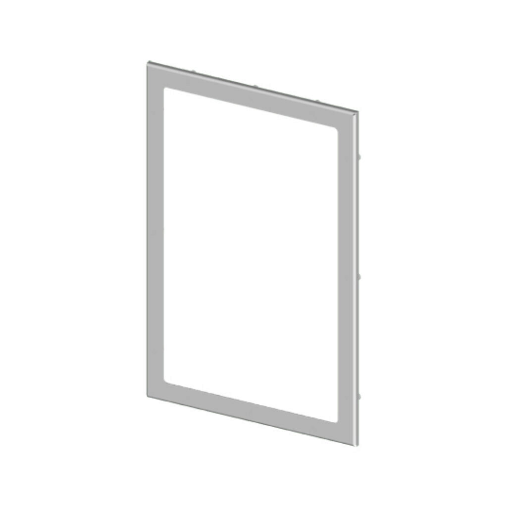 SCE-PWK1711NF - Saginaw enclosure window, 17.25 x 11.25in window, UV-resistant polycarbonate, carbon steel, ANSI 61 gray, powder coat finish, oil-resistant gasket. For use with NEMA 4 enclosures. Mounting hardware included.