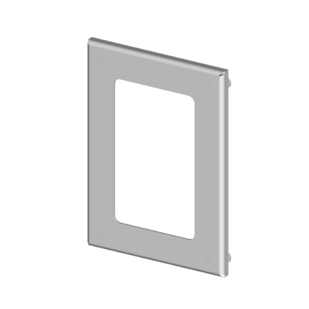 SCE-PWK53NF - Saginaw enclosure window, 5.25 x 3.25in window, UV-resistant polycarbonate, carbon steel, ANSI 61 gray, powder coat finish, oil-resistant gasket. For use with NEMA 4 enclosures. Mounting hardware included.