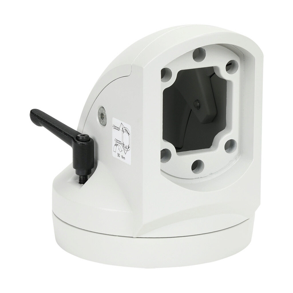 SCE-SA320AC - Saginaw suspension arm fitting, right-angle swivel coupling, 320 degrees movement range, aluminum, RAL 7035 light gray, powder coat finish. For use with 3.54 x 2.56in suspension arm profile.