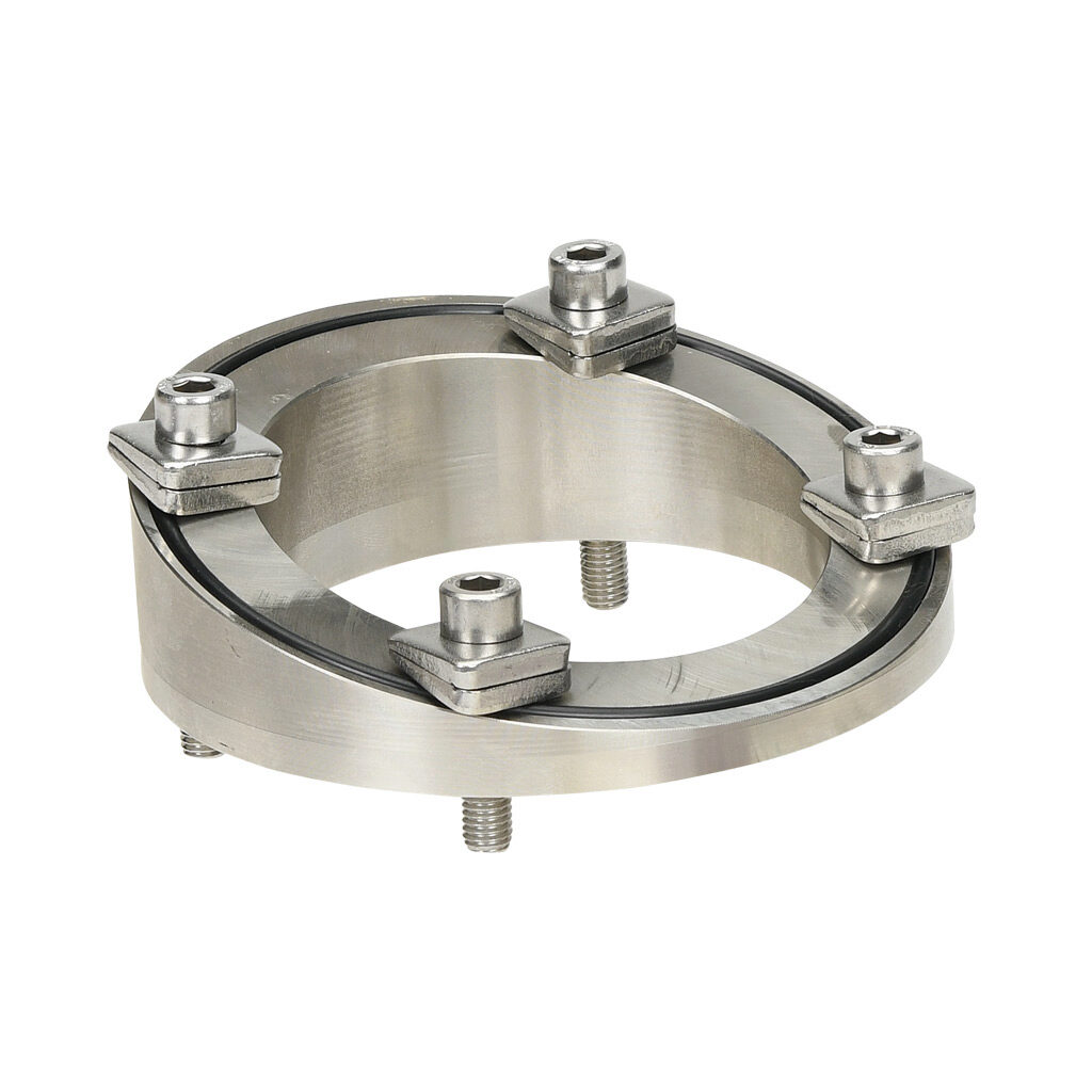 SCE-SAS14A - Saginaw suspension arm fitting, 14 degree angle adaptor, 304 stainless steel, #4 brush finish. For use with 2.38in round tube suspension arm profile.
