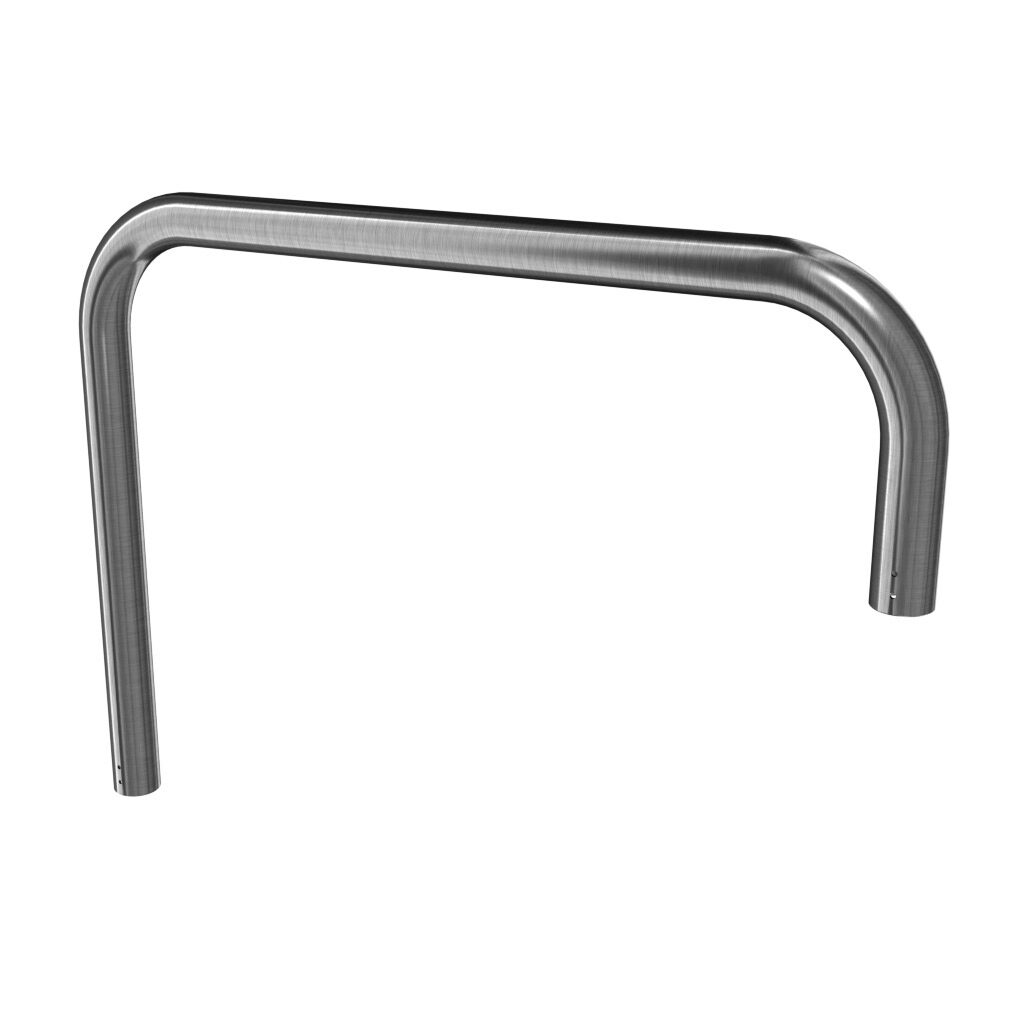 SCE-SAS39J - Saginaw suspension arm profile, round S-bend, 2.38in OD, 39.37 x 17.72in offset, 304 stainless steel, #4 brush finish.