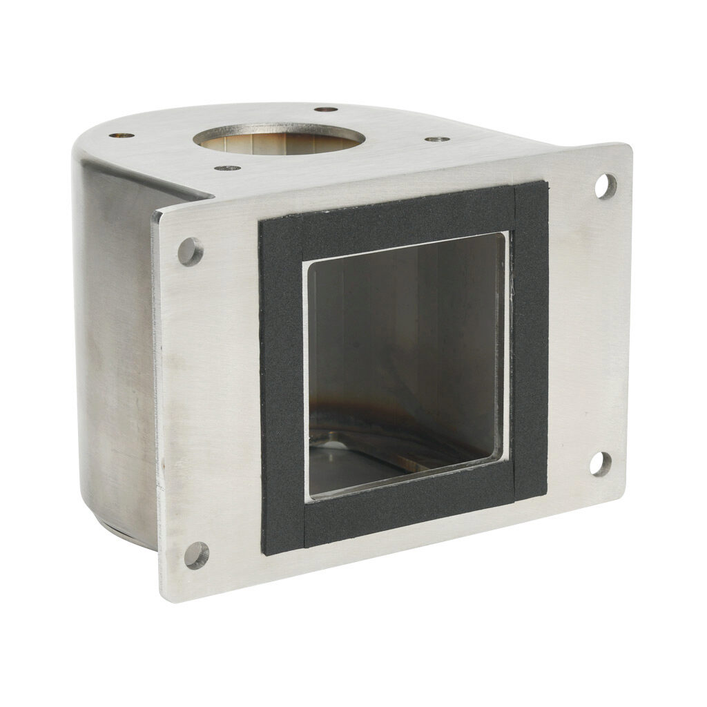 SCE-SASWMA - Saginaw suspension arm fitting, wall-mount adapter, 304 stainless steel, #4 brush finish. For use with 2.38in round tube suspension arm profile.