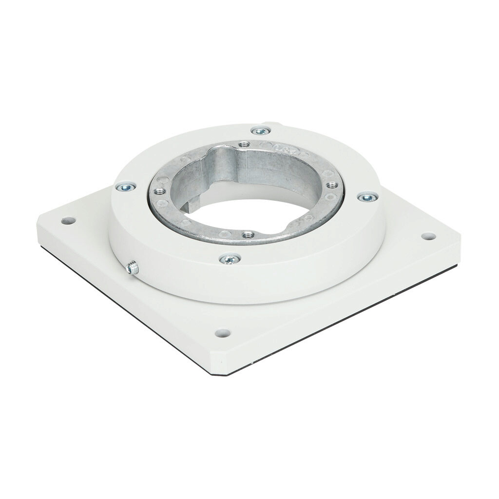 SCE-SATFS - Saginaw suspension arm fitting, turnable floor stand, 360 degrees movement range, aluminum, RAL 7035 light gray, powder coat finish.