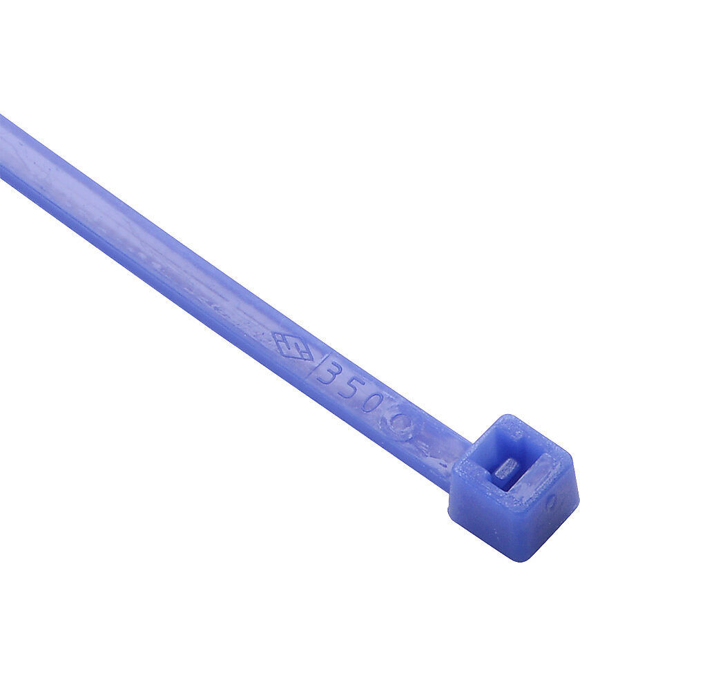 SEL.11.202 - SapiSelco Selfit series standard cable tie, general purpose, nylon 6.6, 3.94in length, 0.1in width, 17lb tensile strength, 0.94in maximum bundle diameter, blue. Package of 100.