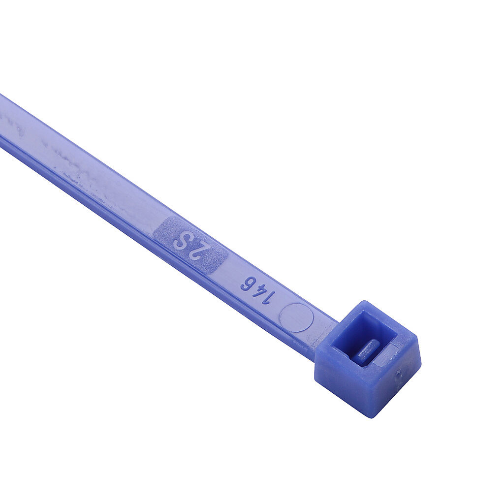 SEL.11.425 - SapiSelco Selfit series standard cable tie, general purpose, nylon 6.6, 11.02in length, 0.18in width, 48lb tensile strength, 2.99in maximum bundle diameter, blue. Package of 100.