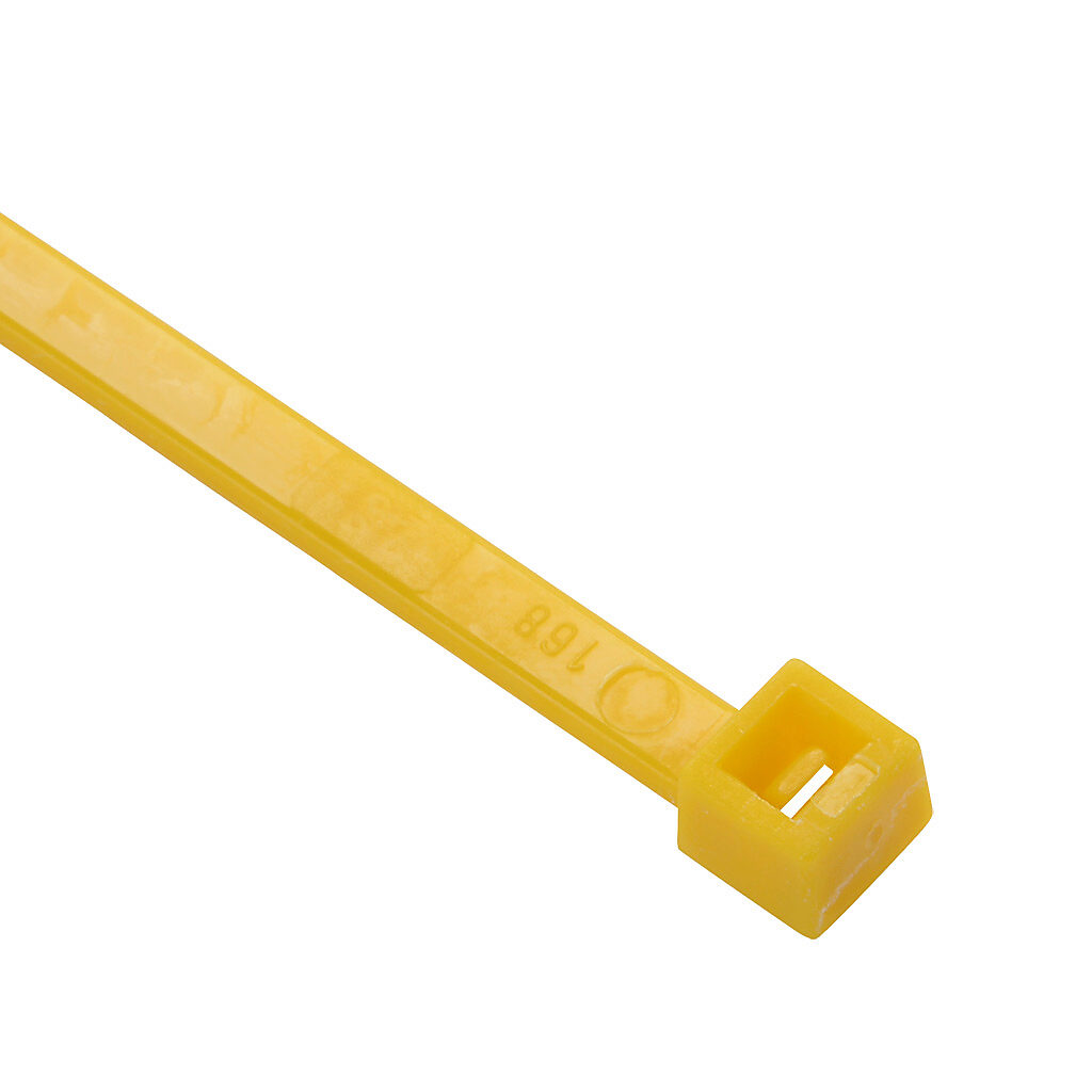 SEL.14.425 - SapiSelco Selfit series standard cable tie, general purpose, nylon 6.6, 11.02in length, 0.18in width, 48lb tensile strength, 2.99in maximum bundle diameter, yellow. Package of 100.