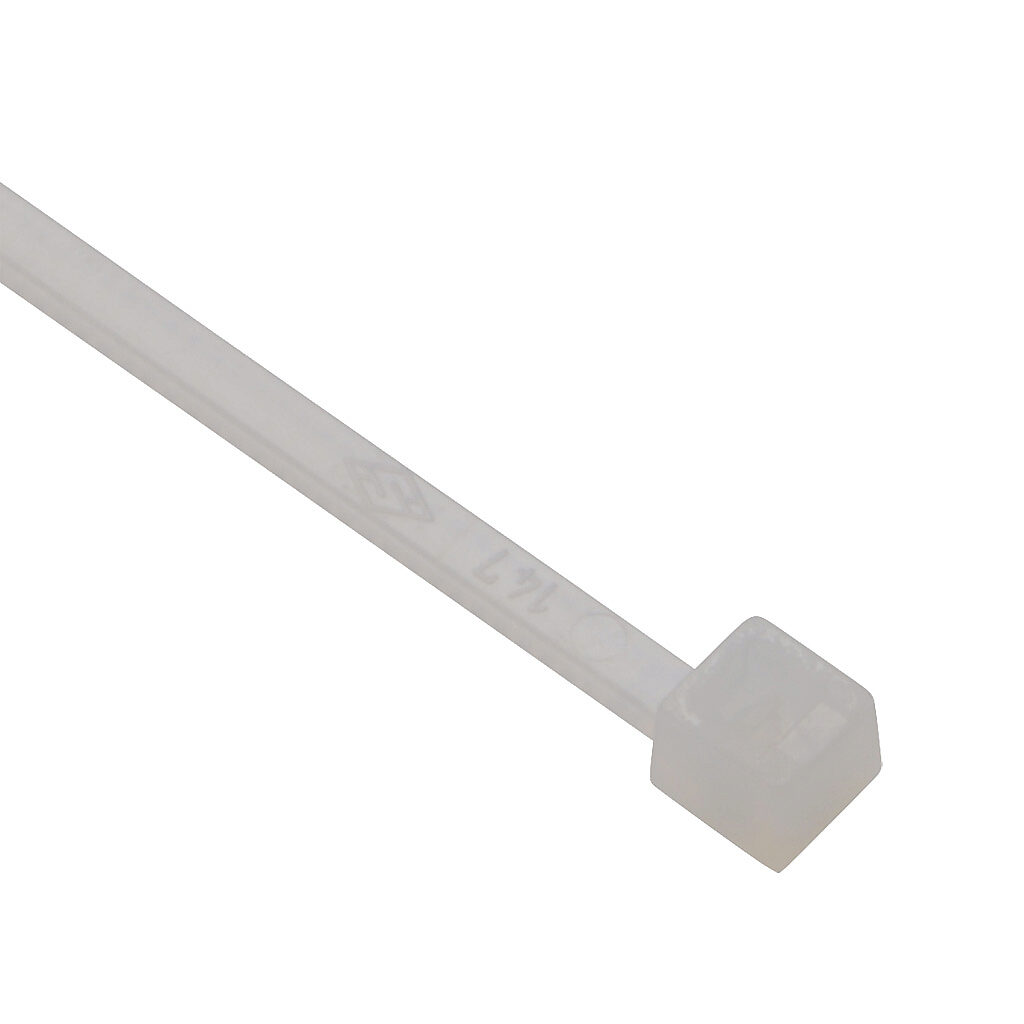 SEL.2.205 - SapiSelco Selfit series standard cable tie, general purpose, nylon 6.6, 7.87in length, 0.1in width, 17lb tensile strength, 2.17in maximum bundle diameter, natural. Package of 100.