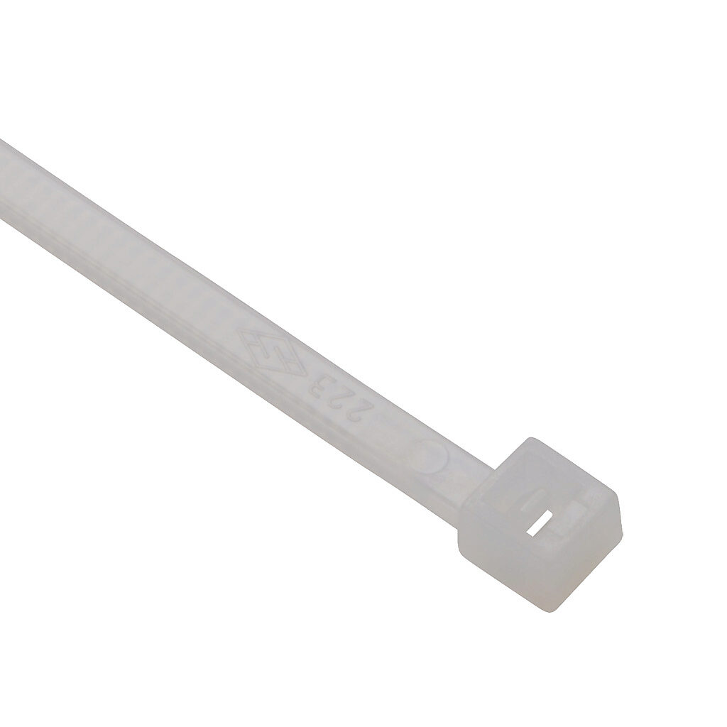 SEL.2.210 - SapiSelco Selfit series standard cable tie, general purpose, nylon 6.6, 5.51in length, 0.14in width, 33lb tensile strength, 1.42in maximum bundle diameter, natural. Package of 100.
