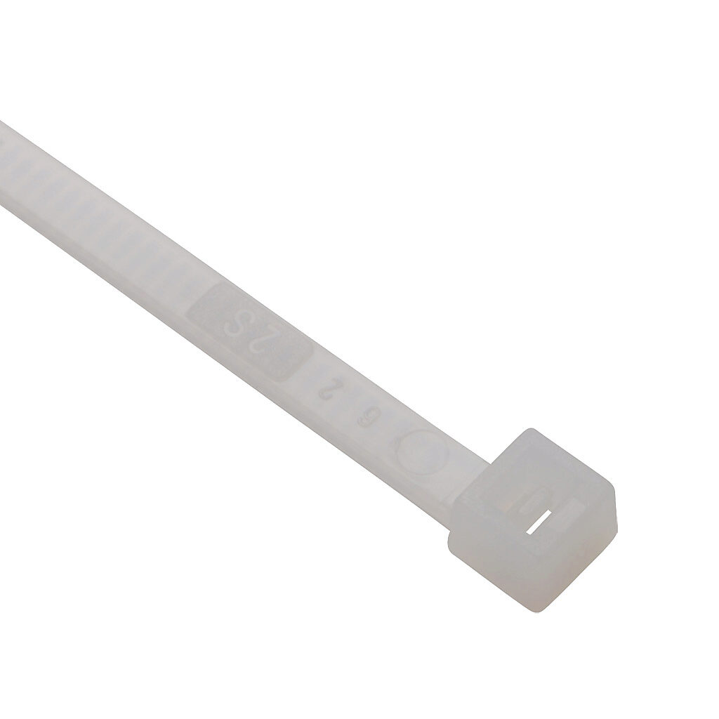 SEL.2.221 - SapiSelco Selfit series standard cable tie, general purpose, nylon 6.6, 6.3in length, 0.18in width, 48lb tensile strength, 1.5in maximum bundle diameter, natural. Package of 100.