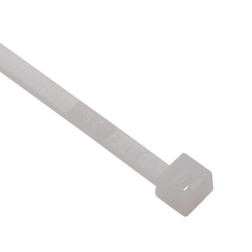 SEL.2.322 - SapiSelco Selfit series standard cable tie, general purpose, nylon 6.6, 7.09in length, 0.18in width, 48lb tensile strength, 1.77in maximum bundle diameter, natural. Package of 1000.