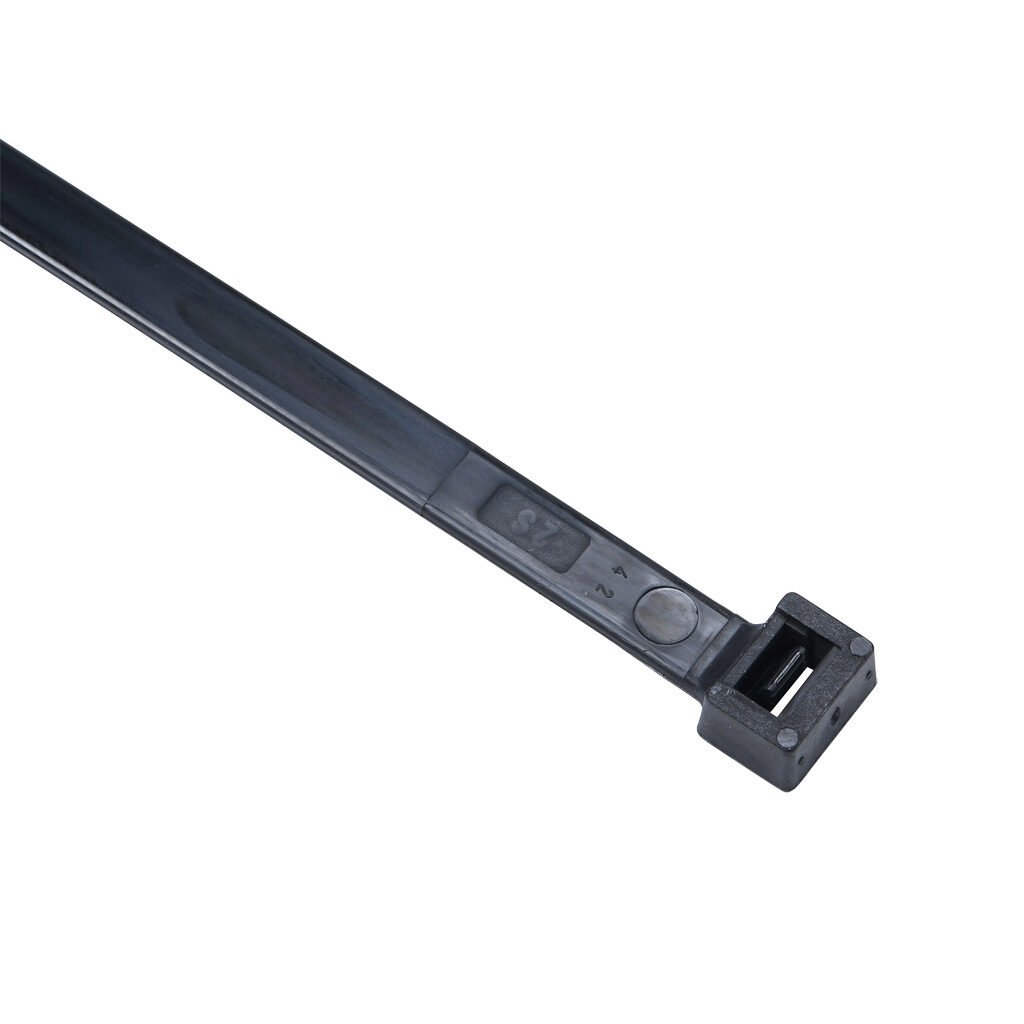 SEL.3.142 - SapiSelco Selfit series standard cable tie, general purpose, nylon 6.6, 21.65in length, 0.35in width, 149lb tensile strength, 6.3in maximum bundle diameter, black. Package of 100.