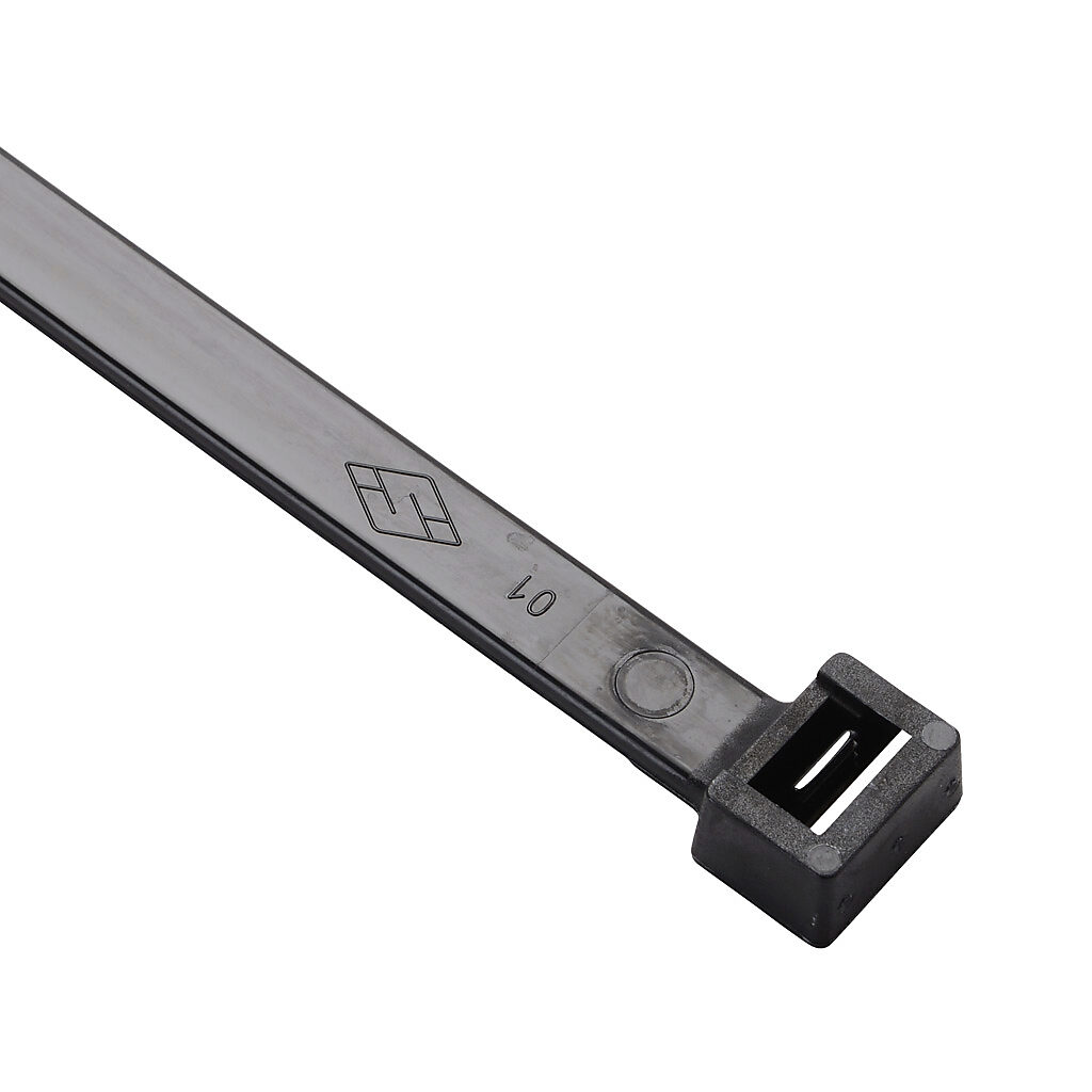 SEL.3.143 - SapiSelco Selfit series standard cable tie, general purpose, nylon 6.6, 30.71in length, 0.35in width, 150lb tensile strength, 9.25in maximum bundle diameter, black. Package of 100.