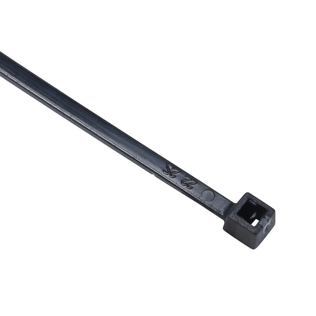SEL.3.203 - SapiSelco Selfit series standard cable tie, general purpose, nylon 6.6, 5.31in length, 0.1in width, 17lb tensile strength, 1.38in maximum bundle diameter, black. Package of 100.