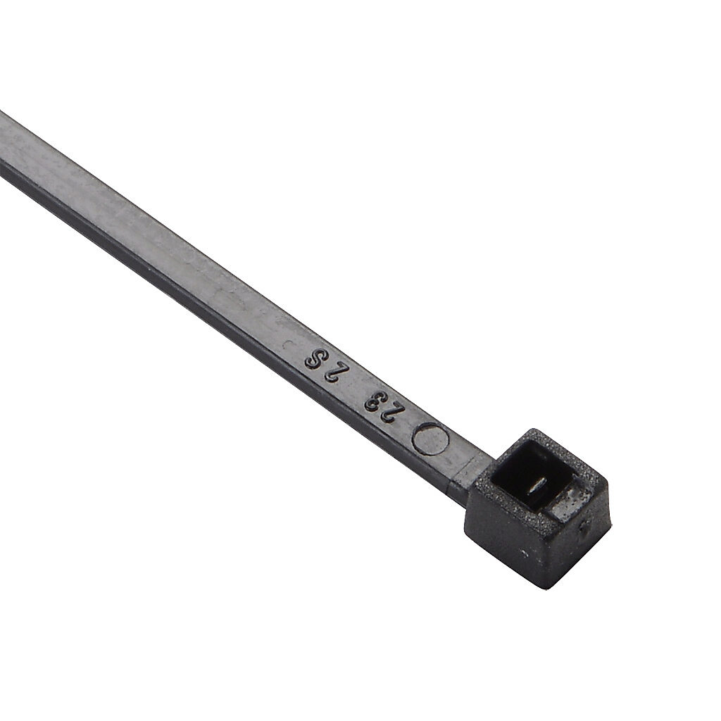 SEL.3.204 - SapiSelco Selfit series standard cable tie, general purpose, nylon 6.6, 6.3in length, 0.1in width, 17lb tensile strength, 1.65in maximum bundle diameter, black. Package of 100.