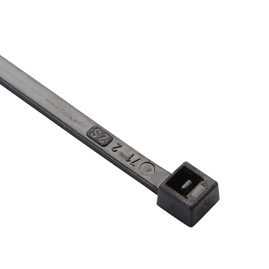 SEL.3.210 - SapiSelco Selfit series standard cable tie, general purpose, nylon 6.6, 5.51in length, 0.14in width, 33lb tensile strength, 1.42in maximum bundle diameter, black. Package of 100.