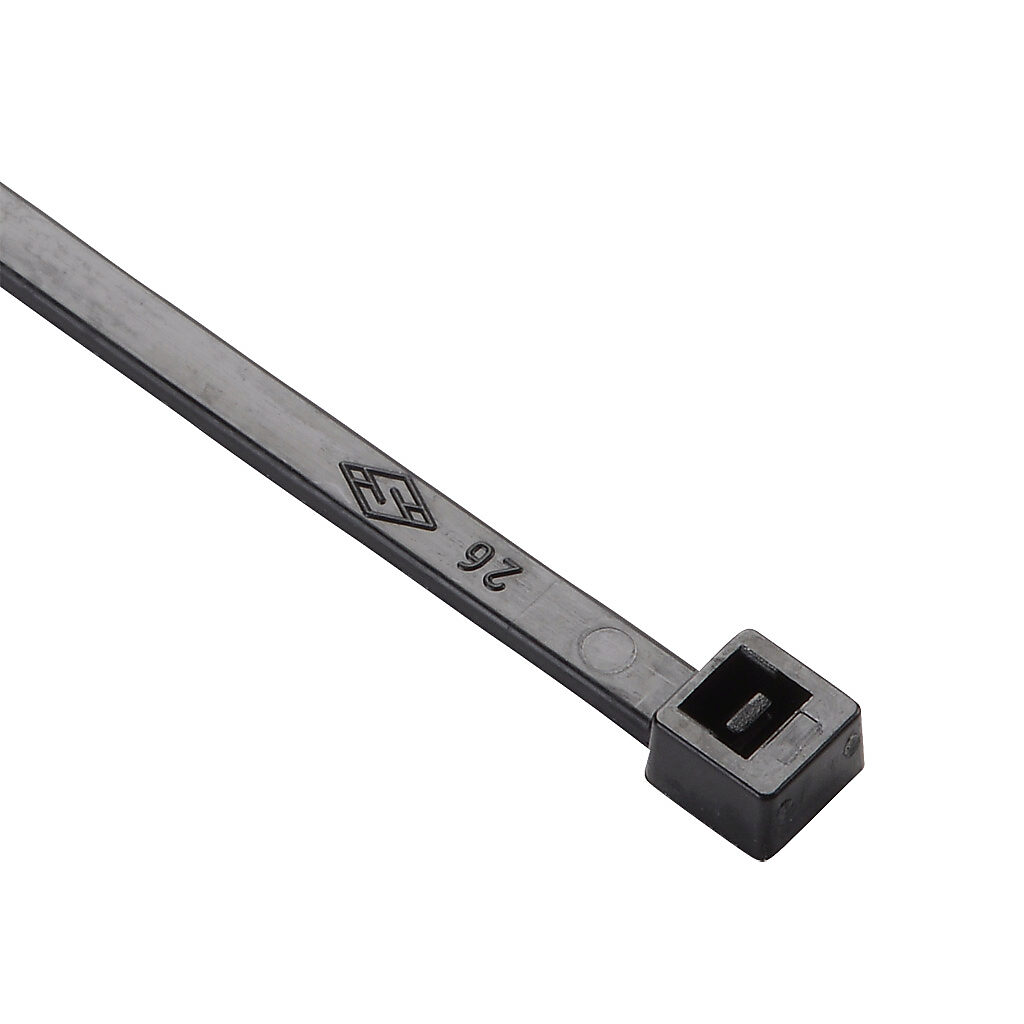 SEL.3.214 - SapiSelco Selfit series standard cable tie, general purpose, nylon 6.6, 14.17in length, 0.14in width, 33lb tensile strength, 4.06in maximum bundle diameter, black. Package of 100.