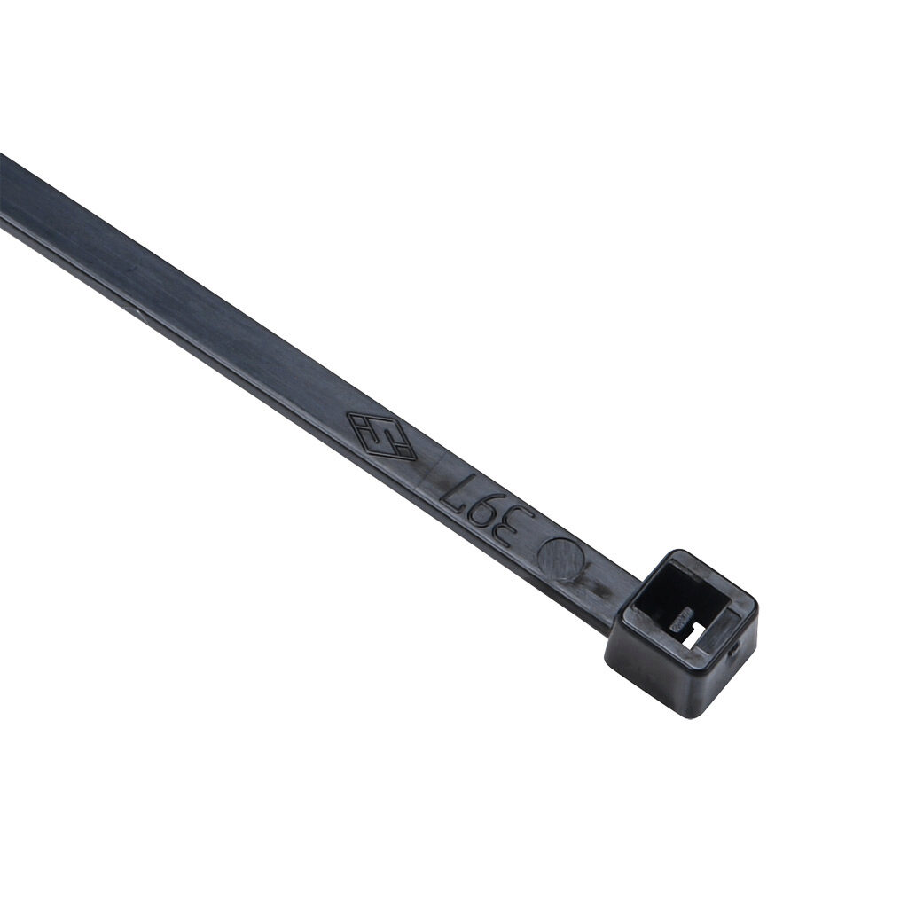 SEL.3.216 - SapiSelco Selfit series standard cable tie, general purpose, nylon 6.6, 9.84in length, 0.14in width, 33lb tensile strength, 2.76in maximum bundle diameter, black. Package of 100.