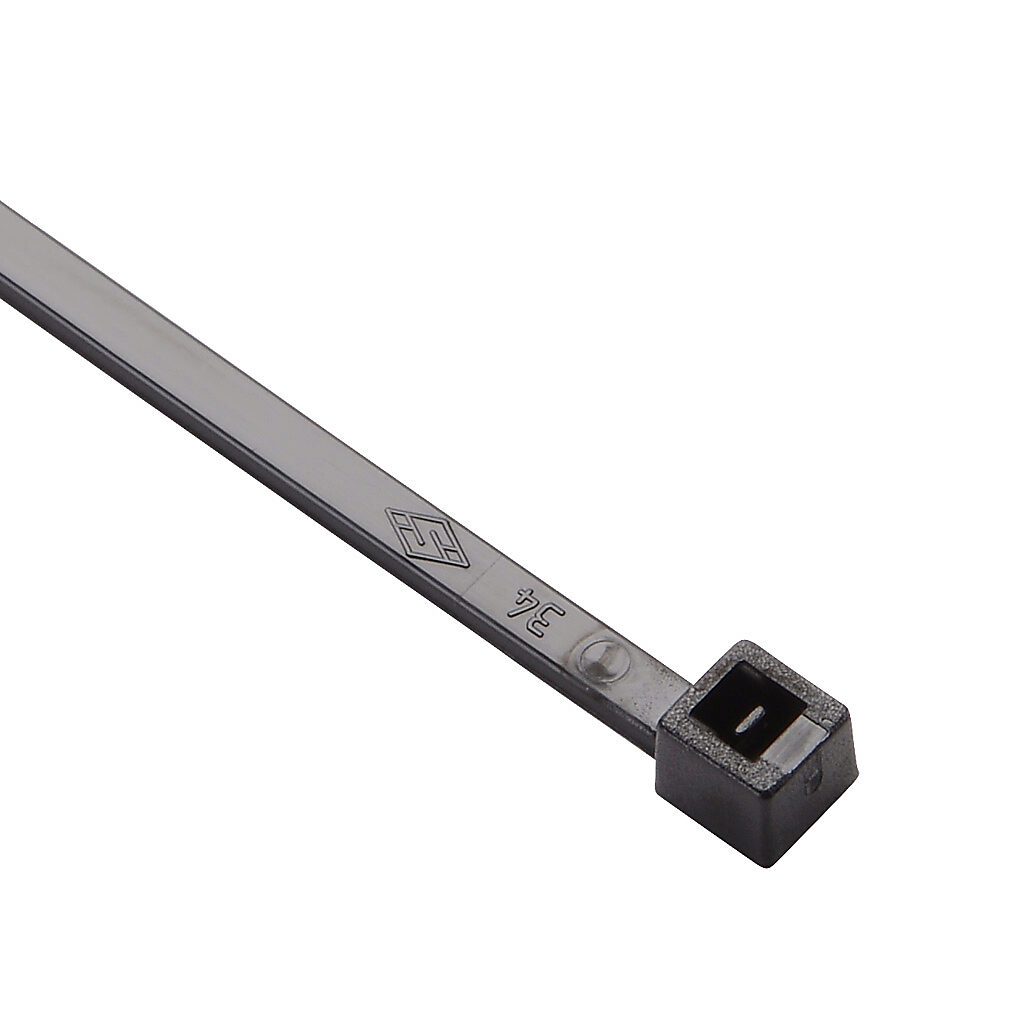 SEL.3.304 - SapiSelco Selfit series standard cable tie, general purpose, nylon 6.6, 6.3in length, 0.1in width, 17lb tensile strength, 1.65in maximum bundle diameter, black. Package of 1000.