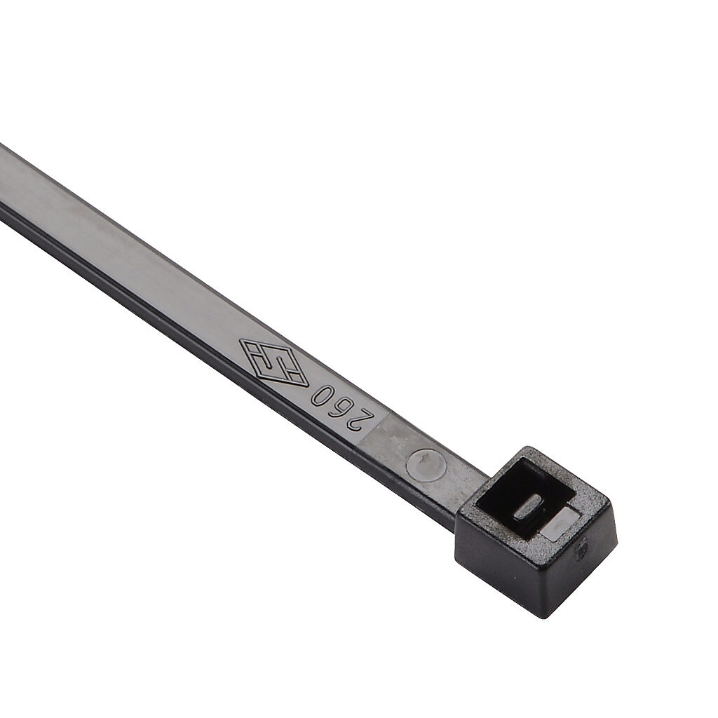SEL.3.310 - SapiSelco Selfit series standard cable tie, general purpose, nylon 6.6, 5.51in length, 0.14in width, 33lb tensile strength, 1.42in maximum bundle diameter, black. Package of 1000.