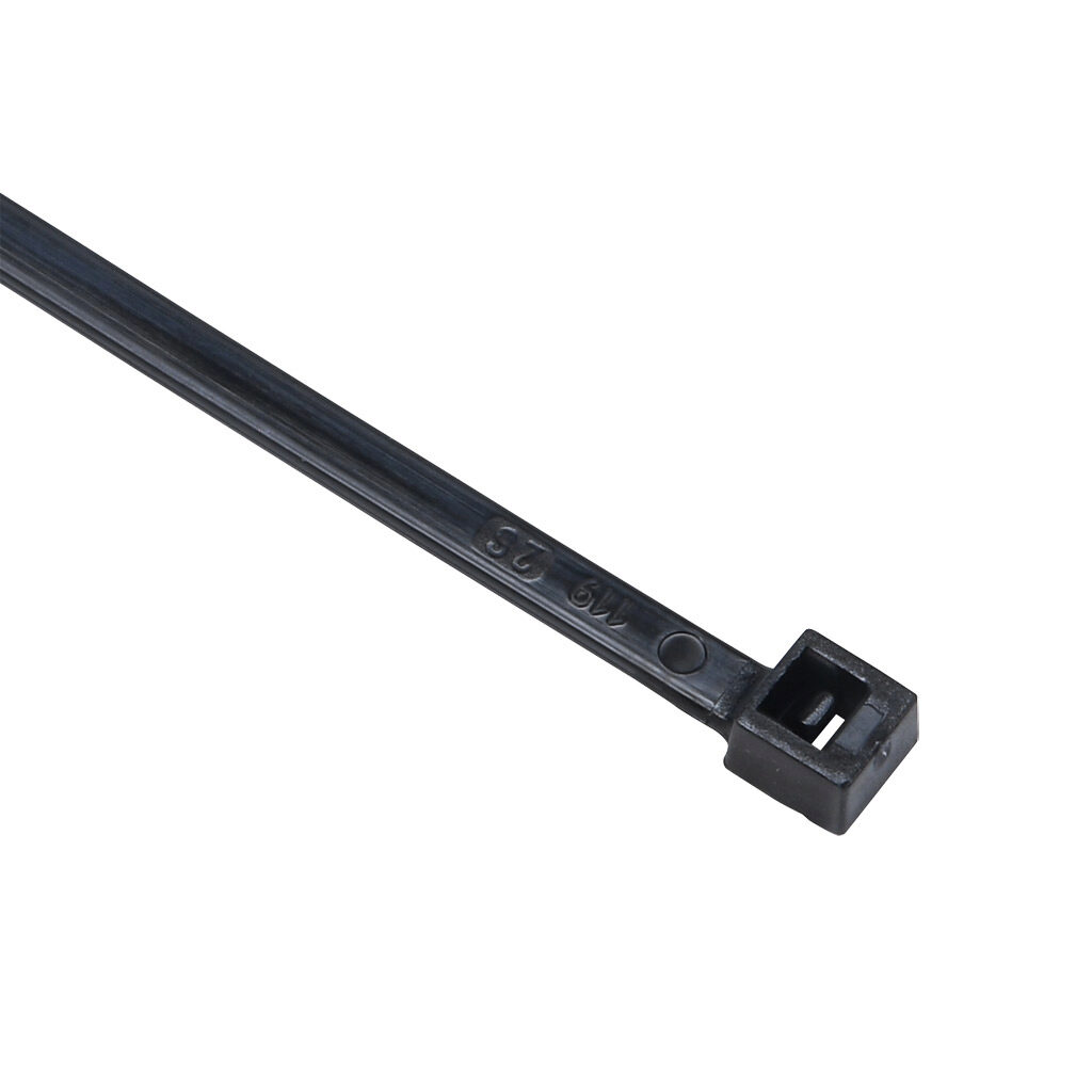 SEL.3.311 - SapiSelco Selfit series standard cable tie, general purpose, nylon 6.6, 7.87in length, 0.14in width, 33lb tensile strength, 2.17in maximum bundle diameter, black. Package of 1000.