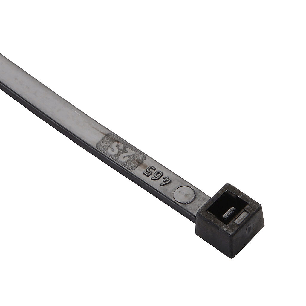 SEL.3.425 - SapiSelco Selfit series standard cable tie, general purpose, nylon 6.6, 11.02in length, 0.18in width, 48lb tensile strength, 2.99in maximum bundle diameter, black. Package of 100.