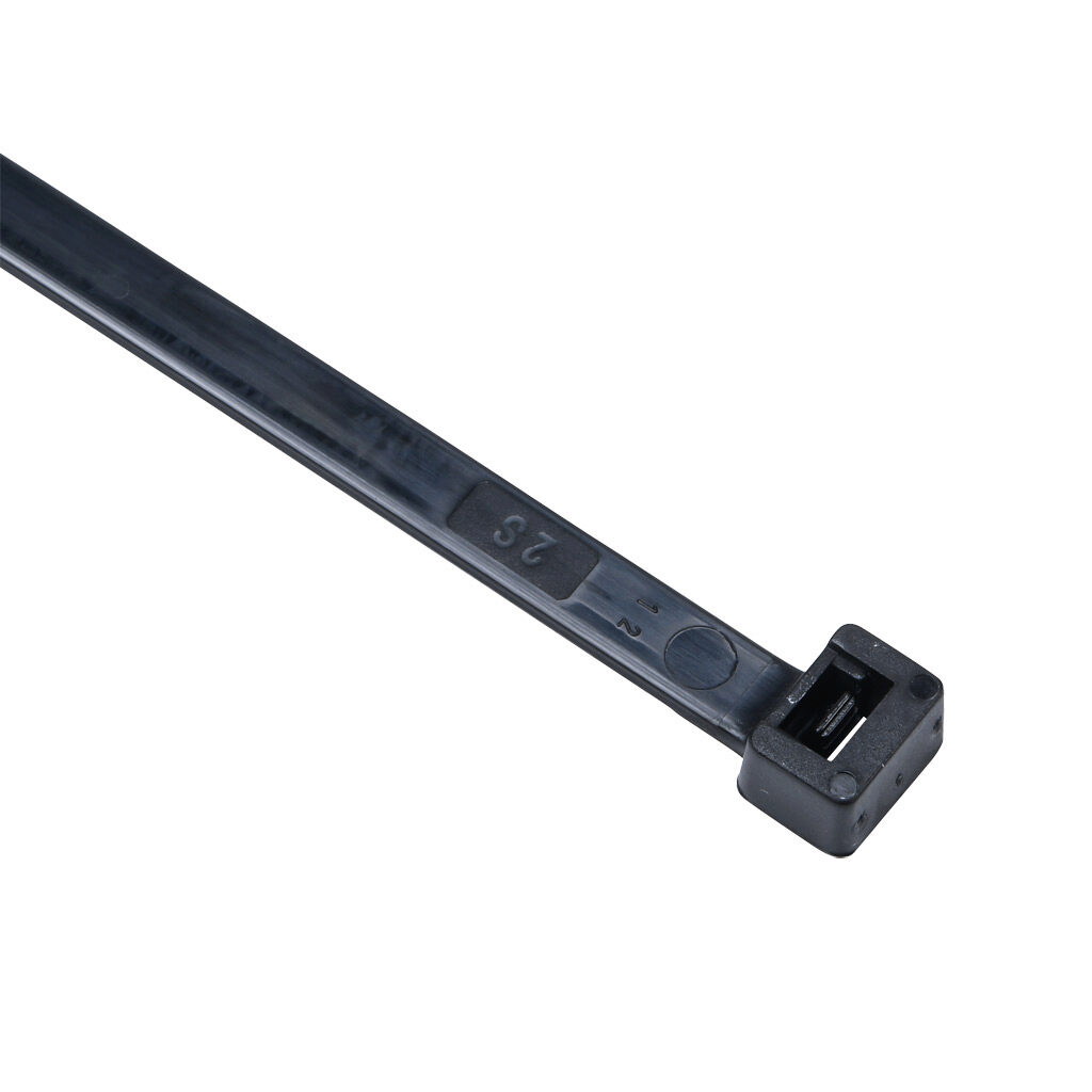 SEL.3.430 - SapiSelco Selfit series standard cable tie, general purpose, nylon 6.6, 7.09in length, 0.3in width, 101lb tensile strength, 1.73in maximum bundle diameter, black. Package of 100.