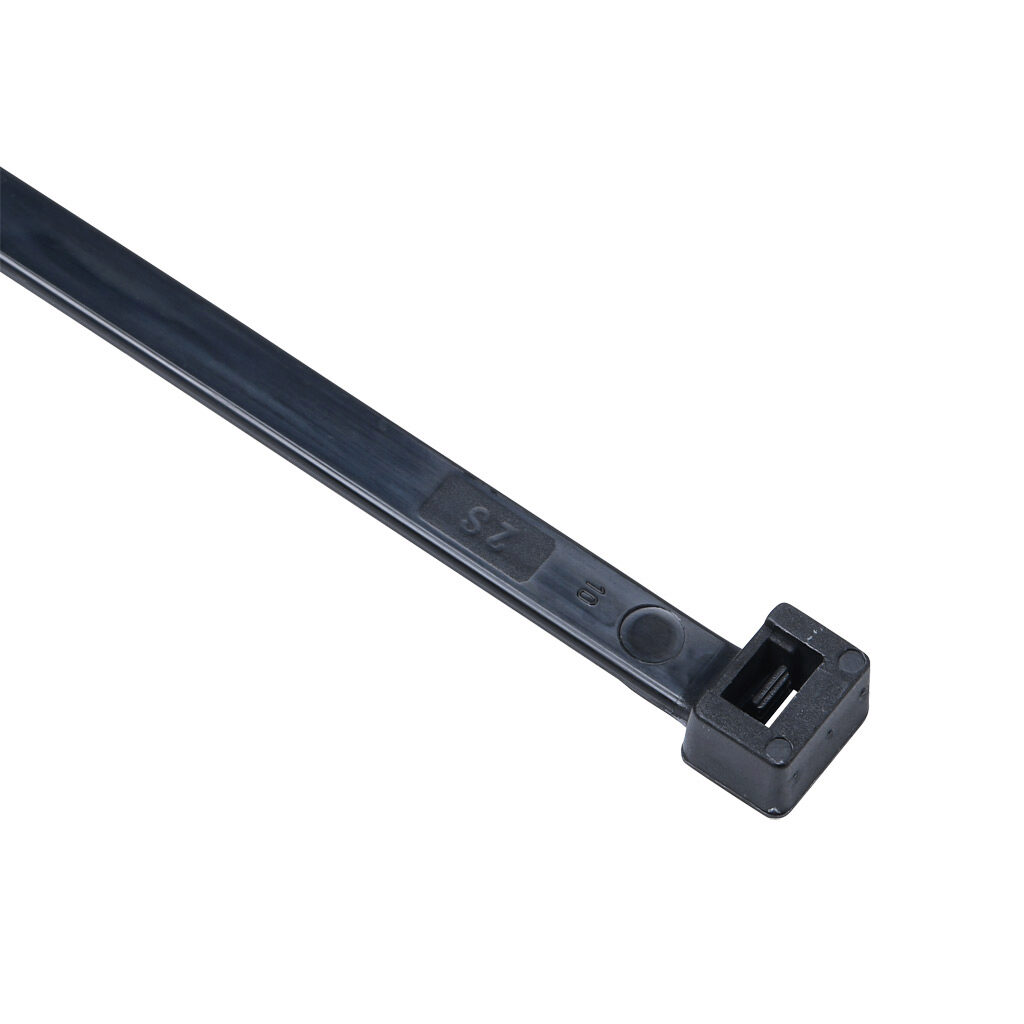 SEL.3.436 - SapiSelco Selfit series standard cable tie, general purpose, nylon 6.6, 19.69in length, 0.3in width, 101lb tensile strength, 5.71in maximum bundle diameter, black. Package of 100.