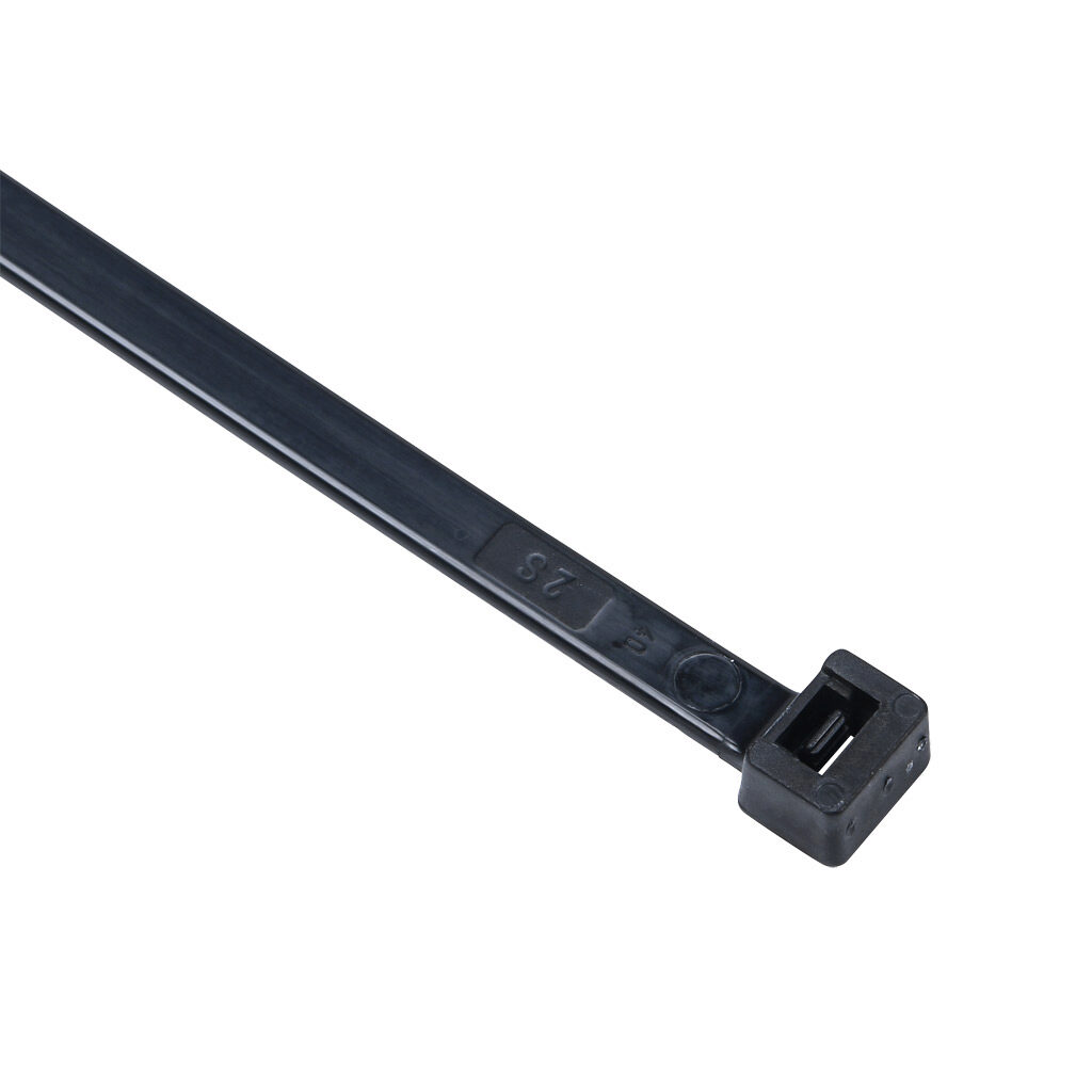 SEL.3.438 - SapiSelco Selfit series standard cable tie, general purpose, nylon 6.6, 12.6in length, 0.3in width, 101lb tensile strength, 3.46in maximum bundle diameter, black. Package of 100.
