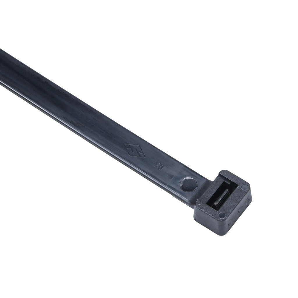 SEL.3.452 - SapiSelco Selfit series standard cable tie, general purpose, nylon 6.6, 29.53in length, 0.49in width, 216lb tensile strength, 8.74in maximum bundle diameter, black. Package of 50.