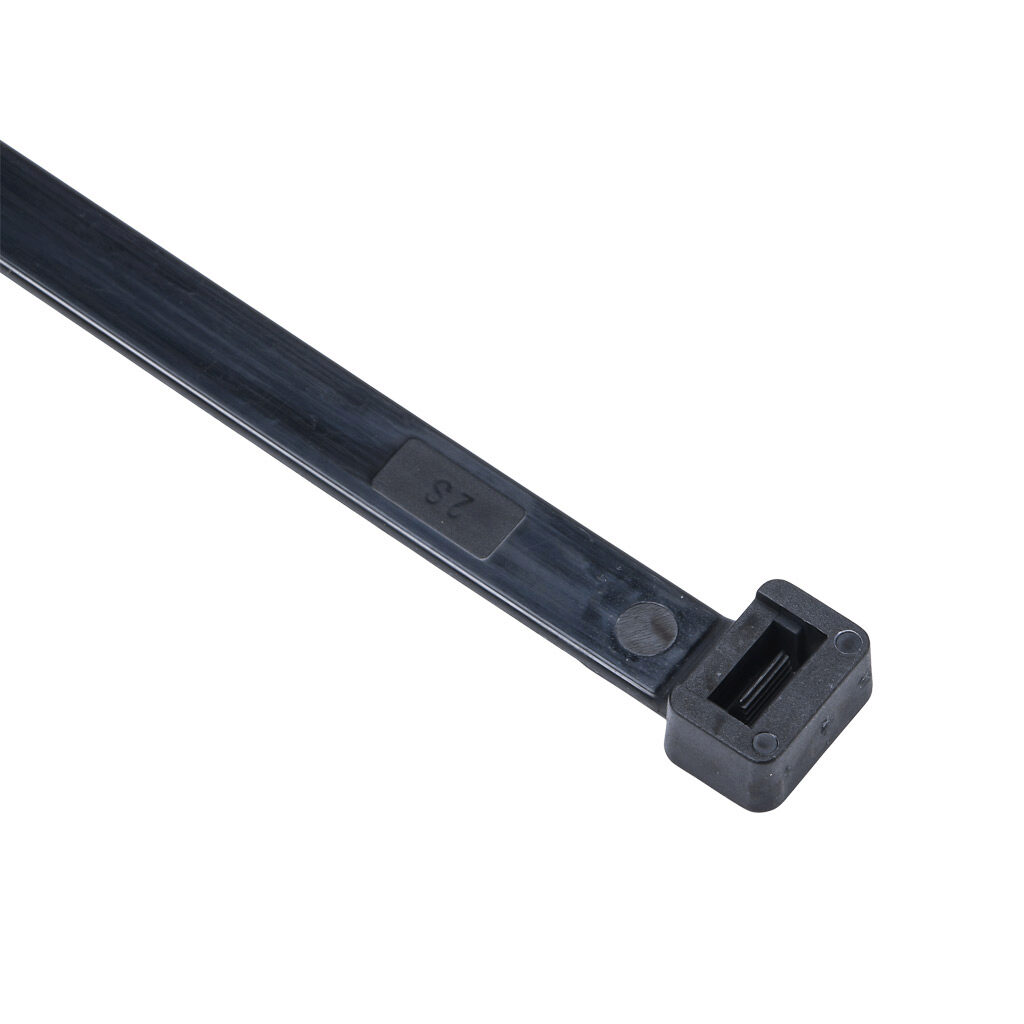 SEL.3.453 - SapiSelco Selfit series standard cable tie, general purpose, nylon 6.6, 39.37in length, 0.49in width, 216lb tensile strength, 11.81in maximum bundle diameter, black. Package of 50.