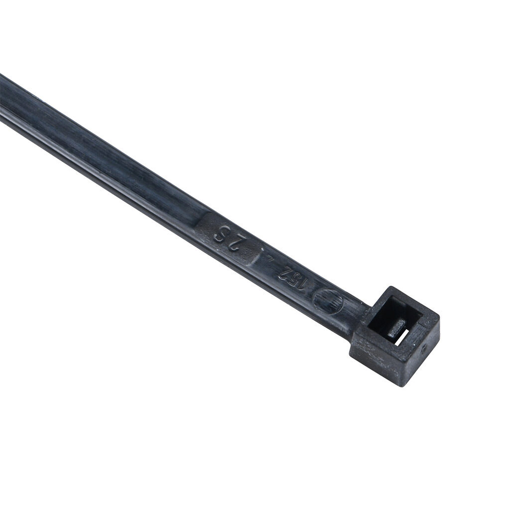 SEL.9.425 - SapiSelco Selfit series standard cable tie, heat stabilized, nylon 6.6, 11.02in length, 0.18in width, 48lb tensile strength, 2.99in maximum bundle diameter, black. Package of 100.