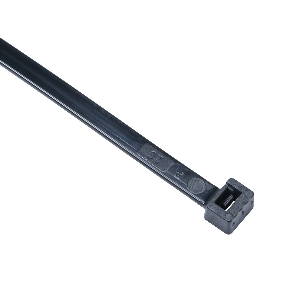 SEL.9.434 - SapiSelco Selfit series standard cable tie, heat stabilized, nylon 6.6, 14.17in length, 0.3in width, 101lb tensile strength, 3.98in maximum bundle diameter, black. Package of 100.
