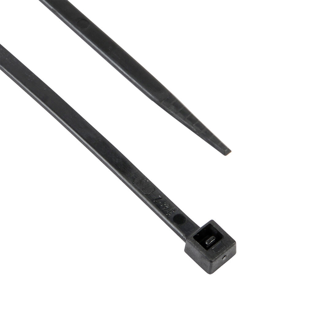 SEL.ICE.210R - SapiSelco Selfit series standard cable tie, low temperature UV resistant, nylon 6.6, 5.51in length, 0.14in width, 33lb tensile strength, 1.41in maximum bundle diameter, black. Package of 100.