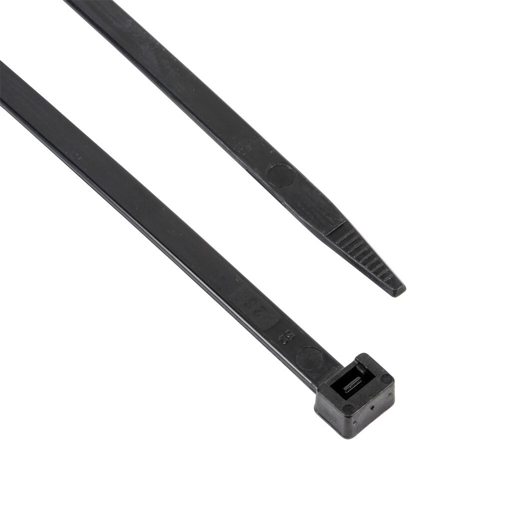 SEL.ICE.434R - SapiSelco Selfit series standard cable tie, low temperature UV resistant, nylon 6.6, 14.17in length, 0.29in width, 101lb tensile strength, 3.97in maximum bundle diameter, black. Package of 100.