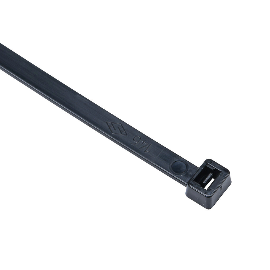 SEL.SUV.434R - SapiSelco Selfit series standard cable tie, UV resistant, nylon 6.6, 14.17in length, 0.3in width, 101lb tensile strength, 3.98in maximum bundle diameter, black. Package of 100.