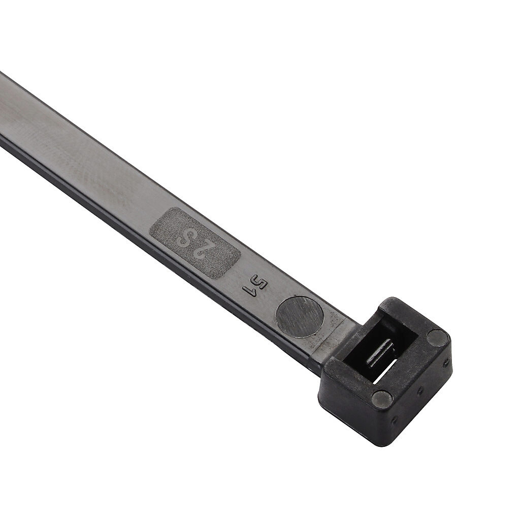 SEL.UVV2.434 - SapiSelco Selfit series standard cable tie, UV resistant, nylon 6.6, 14.17in length, 0.3in width, 101lb tensile strength, 3.98in maximum bundle diameter, black. Package of 100.