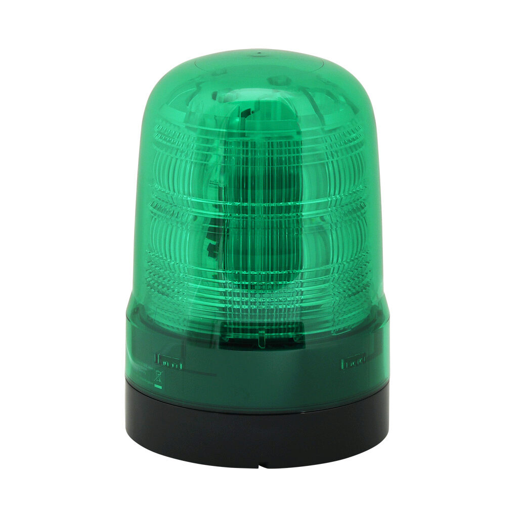 SF10-M2KTB-G - Patlite SF series LED audible-visual signal beacon, 88 dB at 1m, continuous tone(s), (22) selectable flashing and rotating patterns, green, 100mm, 100-240 VAC, IP66, NEMA 4X/13, push-in terminal.