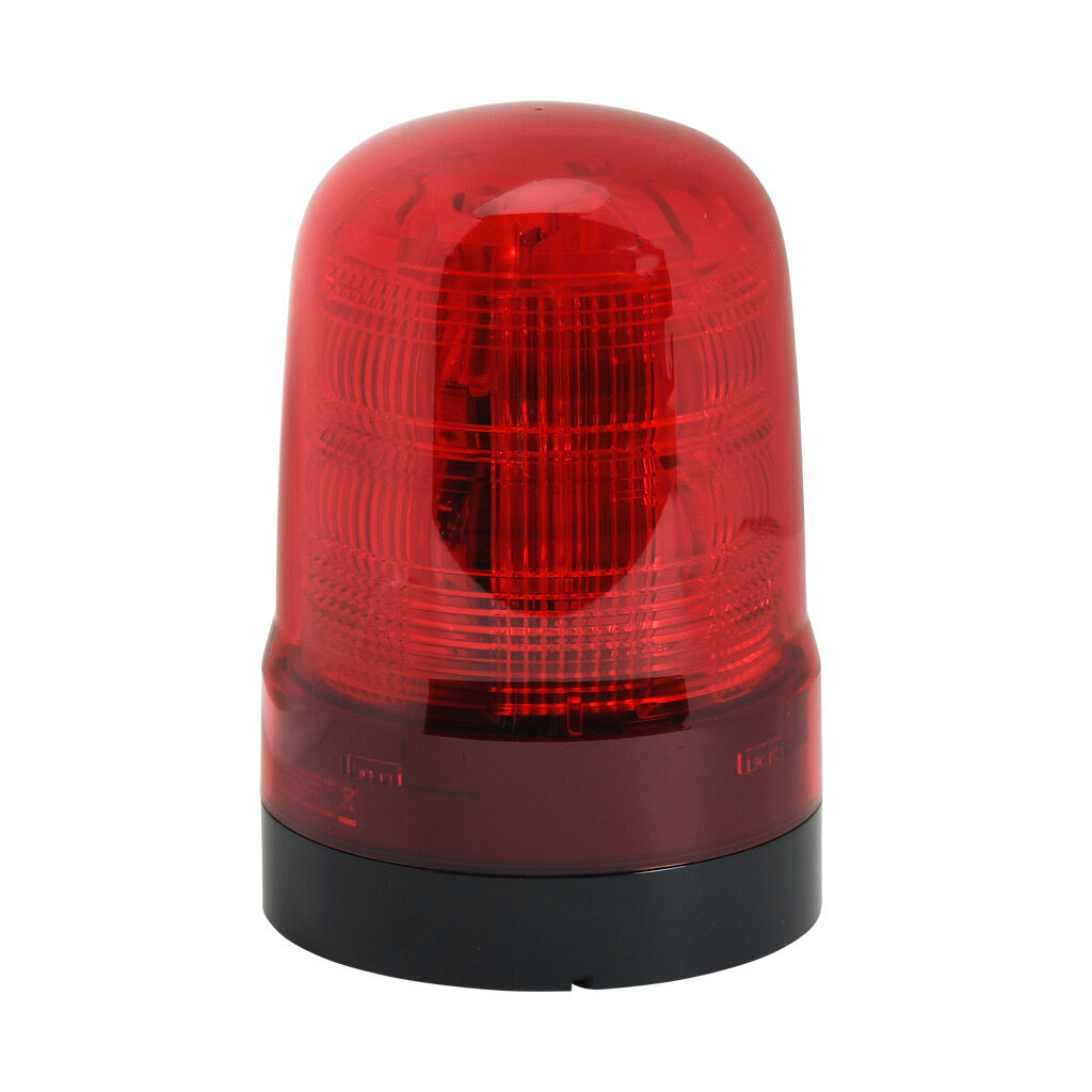 SF10-M2KTB-R - Patlite SF series LED audible-visual signal beacon, 88 dB at 1m, continuous tone(s), (22) selectable flashing and rotating patterns, red, 100mm, 100-240 VAC, IP66, NEMA 4X/13, push-in terminal.